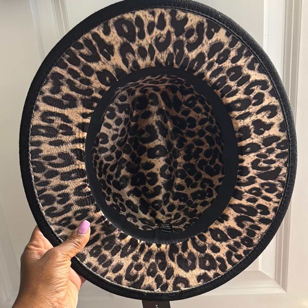 Ashley Stewart Leopard Print Wide Brim Hat
